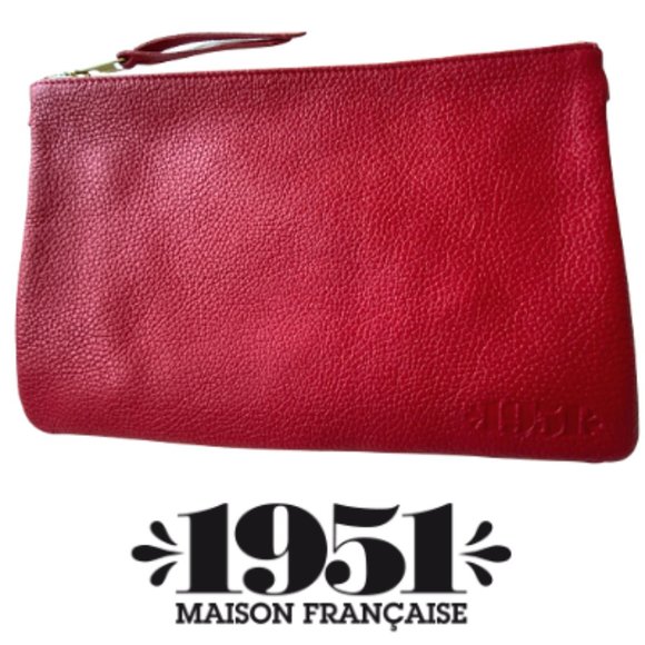 1951 Maison Francaise Red Leather Python Clutch 🆕 - Picture 1 of 9